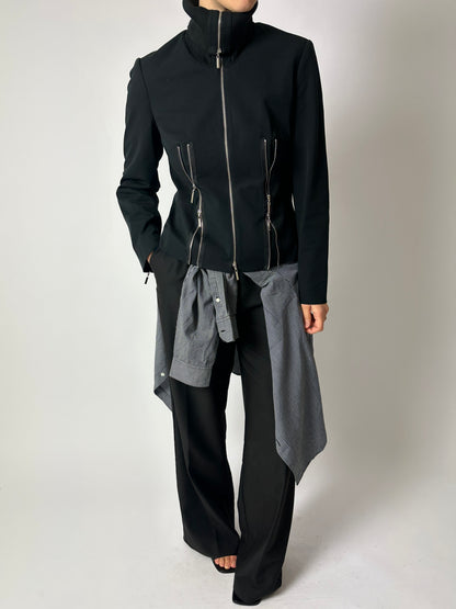 High neck zip jacket | Black