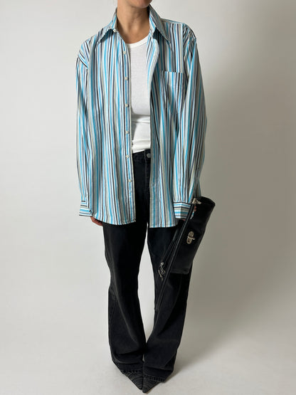 Cotton striped shirt | Turquoise