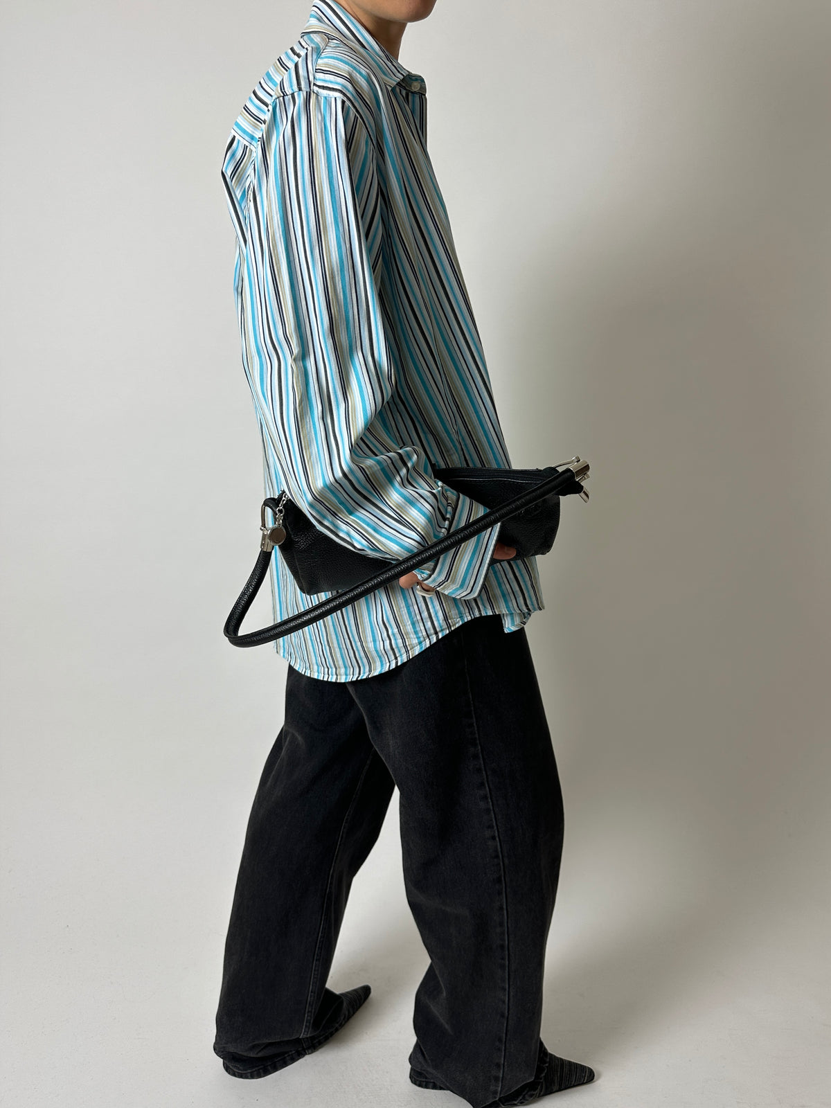 Cotton striped shirt | Turquoise