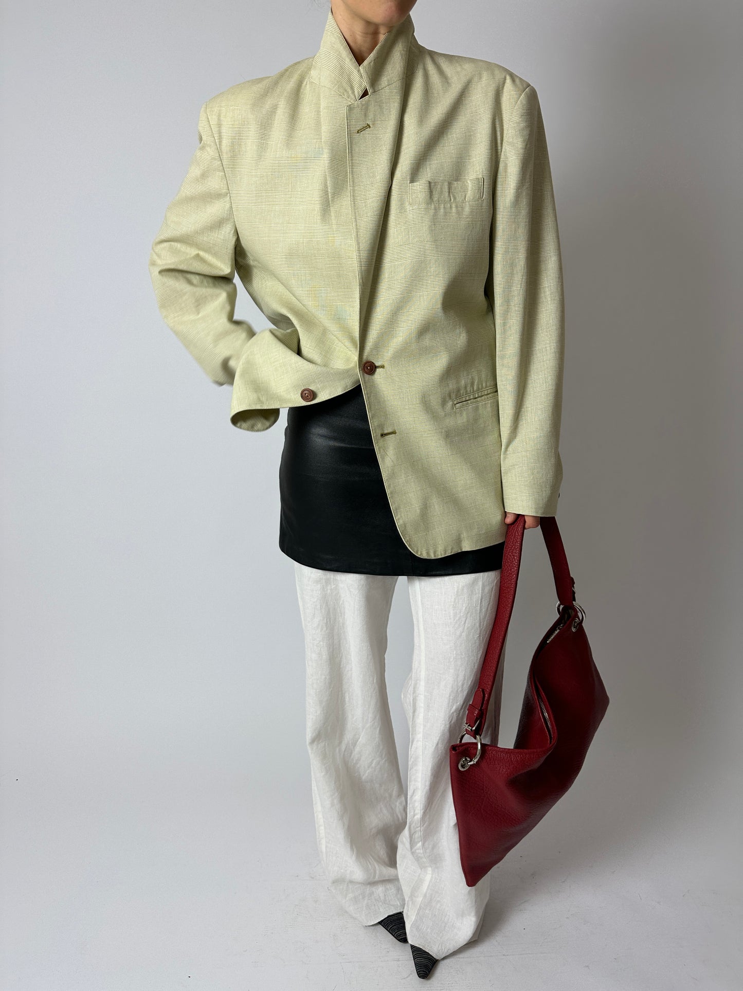 Oversized checked blazer | Soft butter