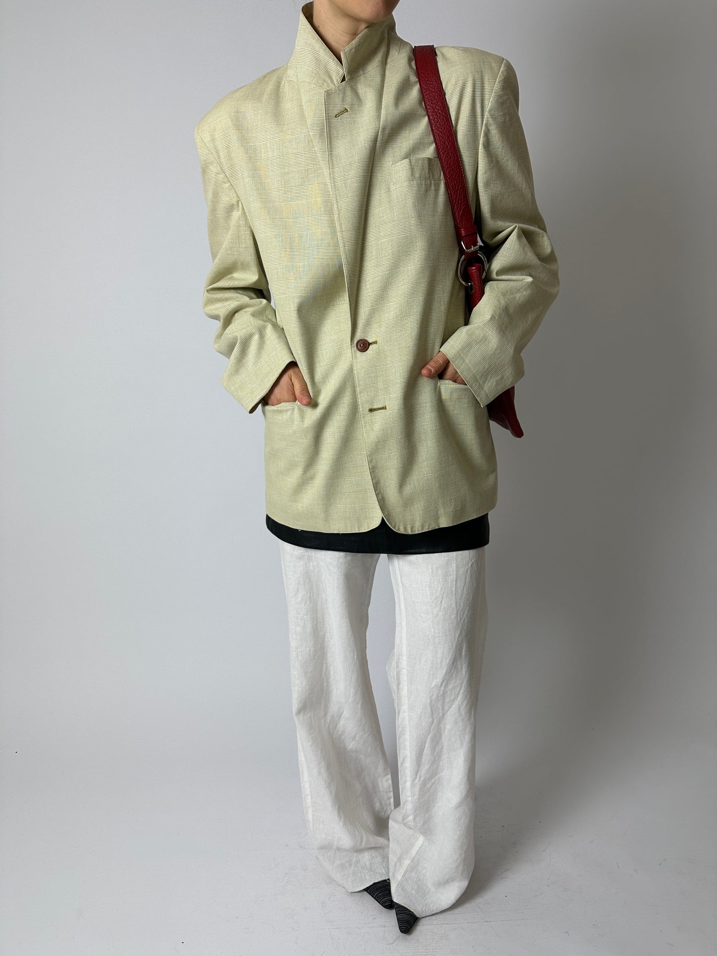 Oversized checked blazer | Soft butter