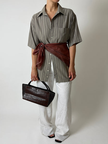Oversized striped shirt | Grey / white