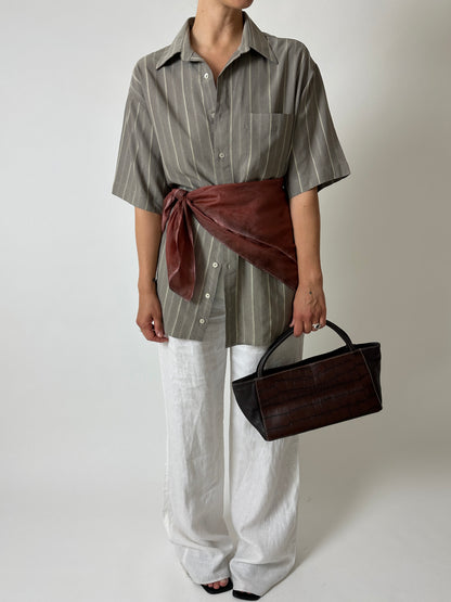 Oversized striped shirt | Grey / white