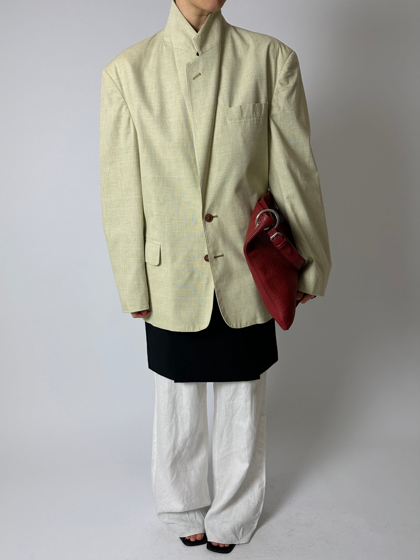 Oversized checked blazer | Soft butter