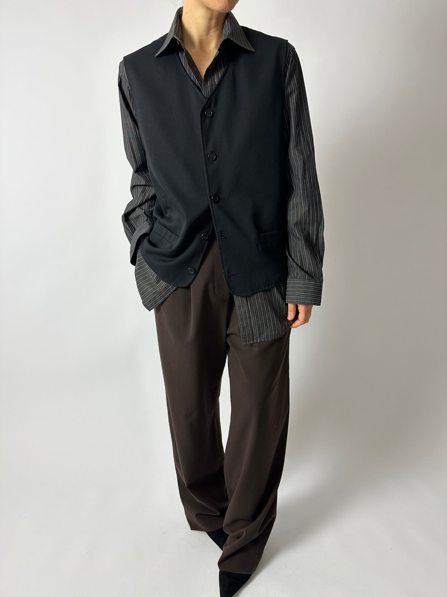 Relaxed striped shirt | Black / Beige