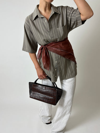 Oversized striped shirt | Grey / white
