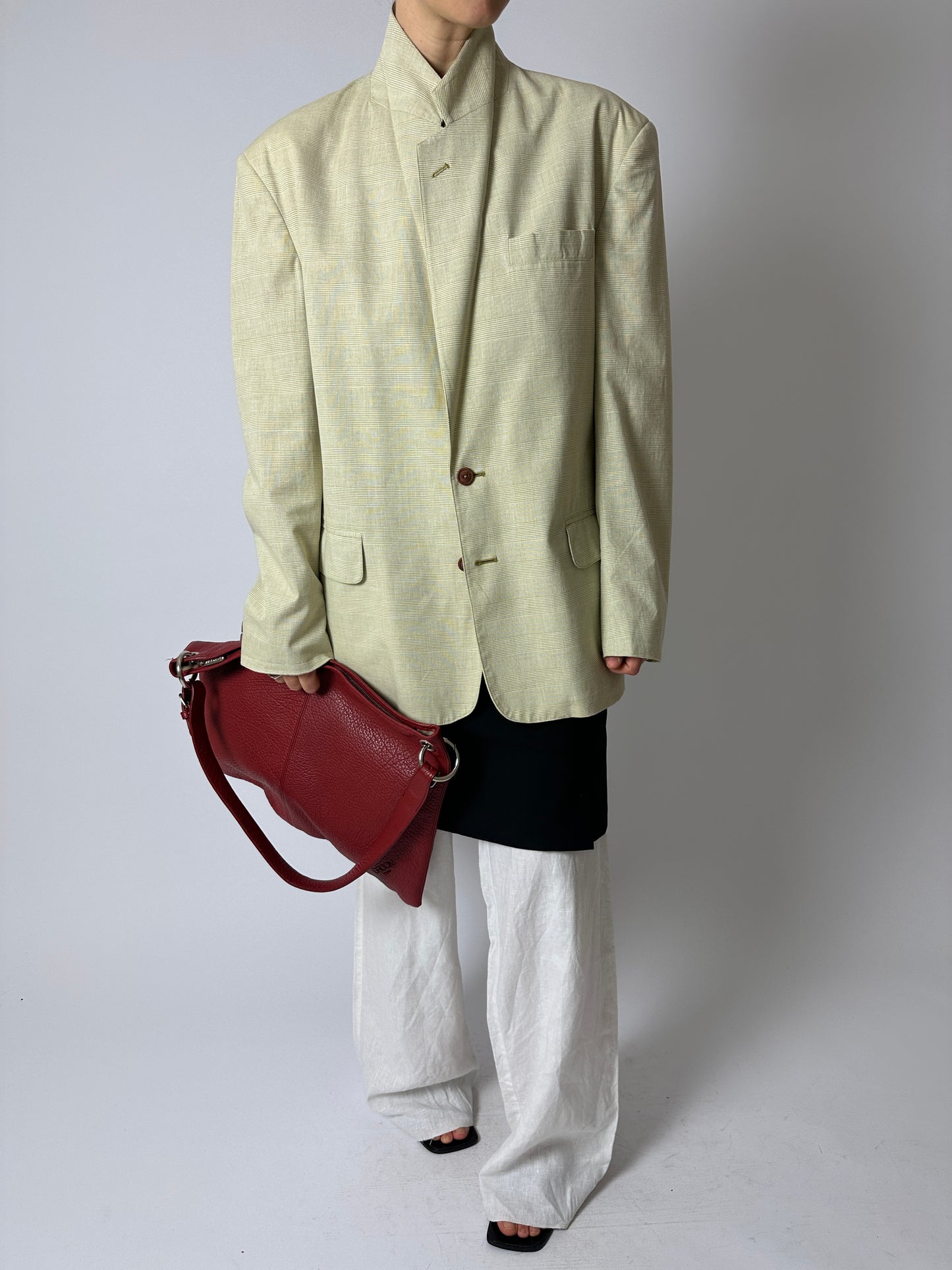 Oversized checked blazer | Soft butter