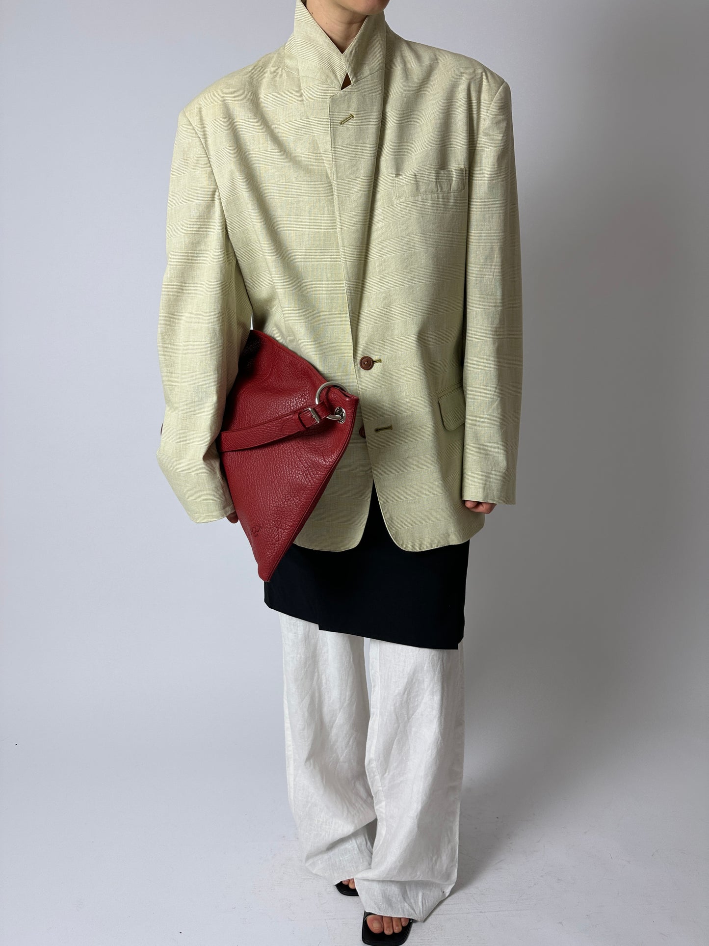 Oversized checked blazer | Soft butter