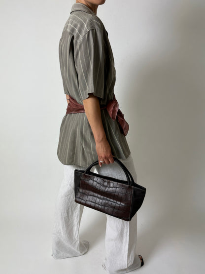 Oversized striped shirt | Grey / white