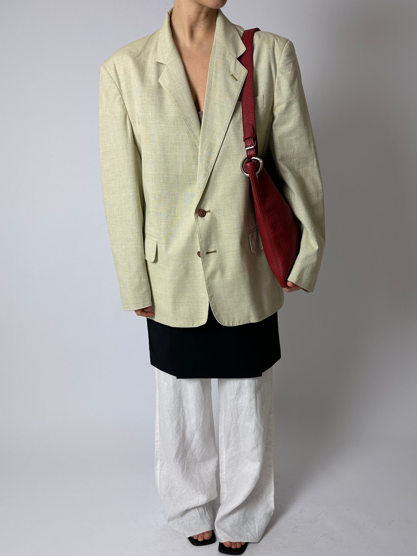 Oversized checked blazer | Soft butter