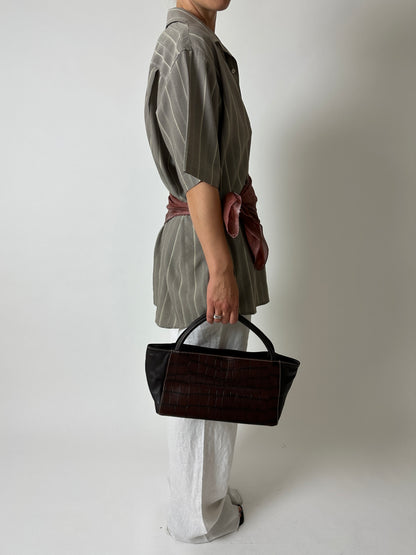 Leather hand bag | Black / brown