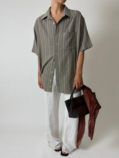 Oversized striped shirt | Grey / white