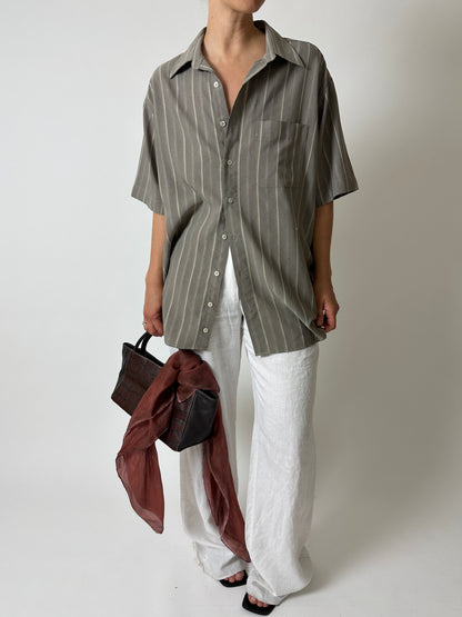 Oversized striped shirt | Grey / white