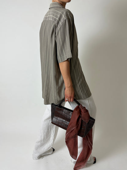 Oversized striped shirt | Grey / white