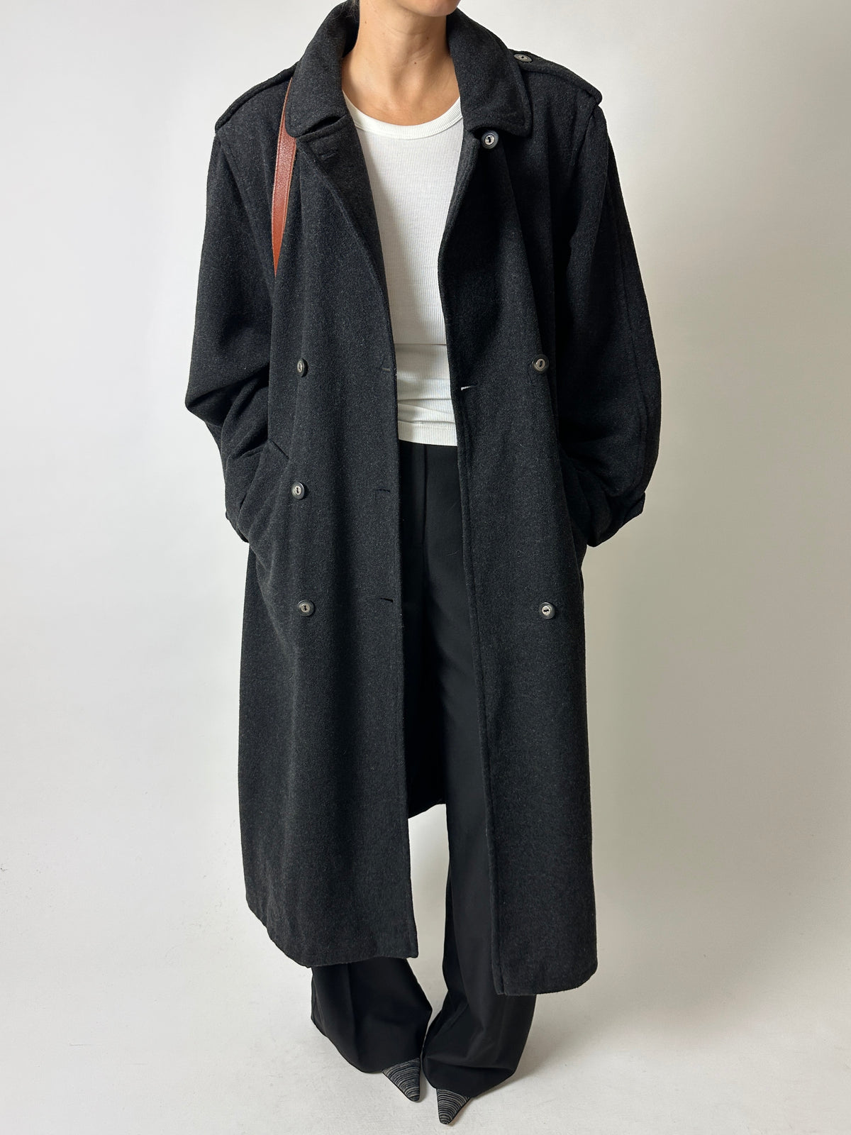 Wool trench coat | Anthracite grey