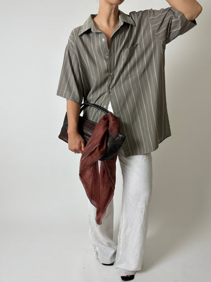 Oversized striped shirt | Grey / white