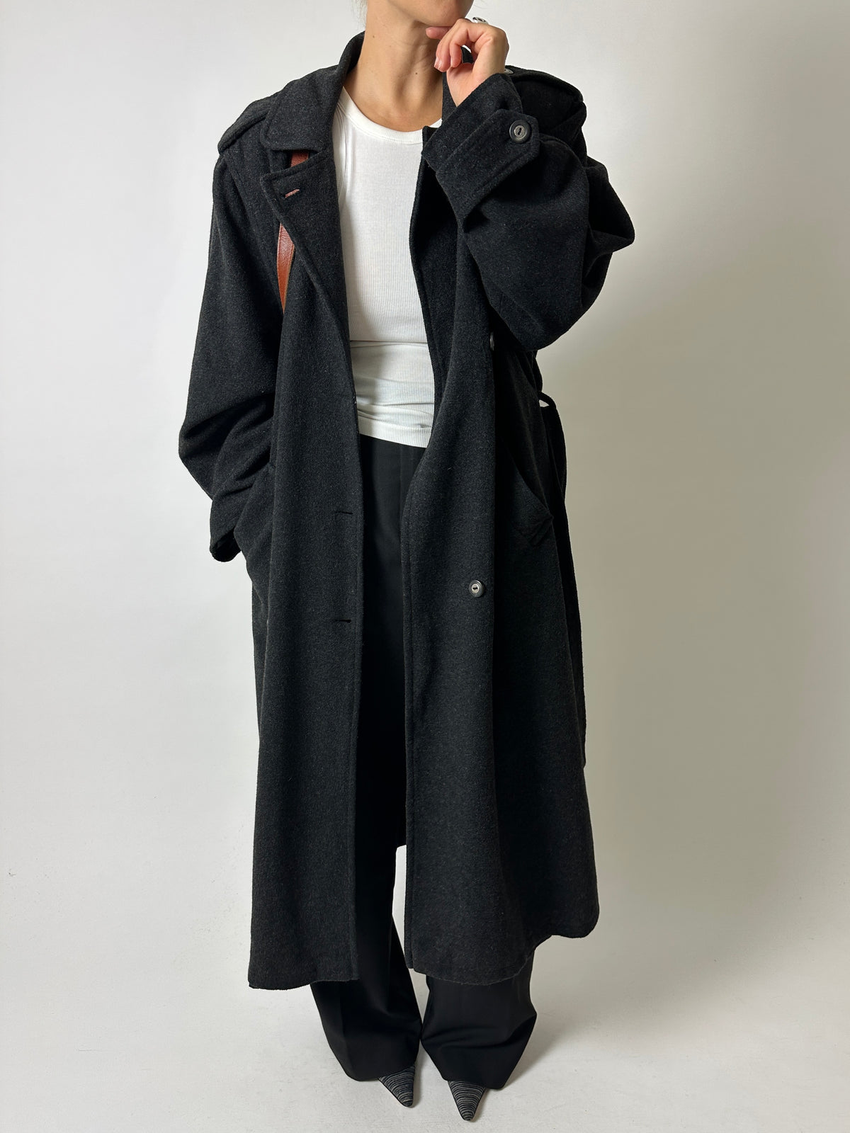 Wool trench coat | Anthracite grey