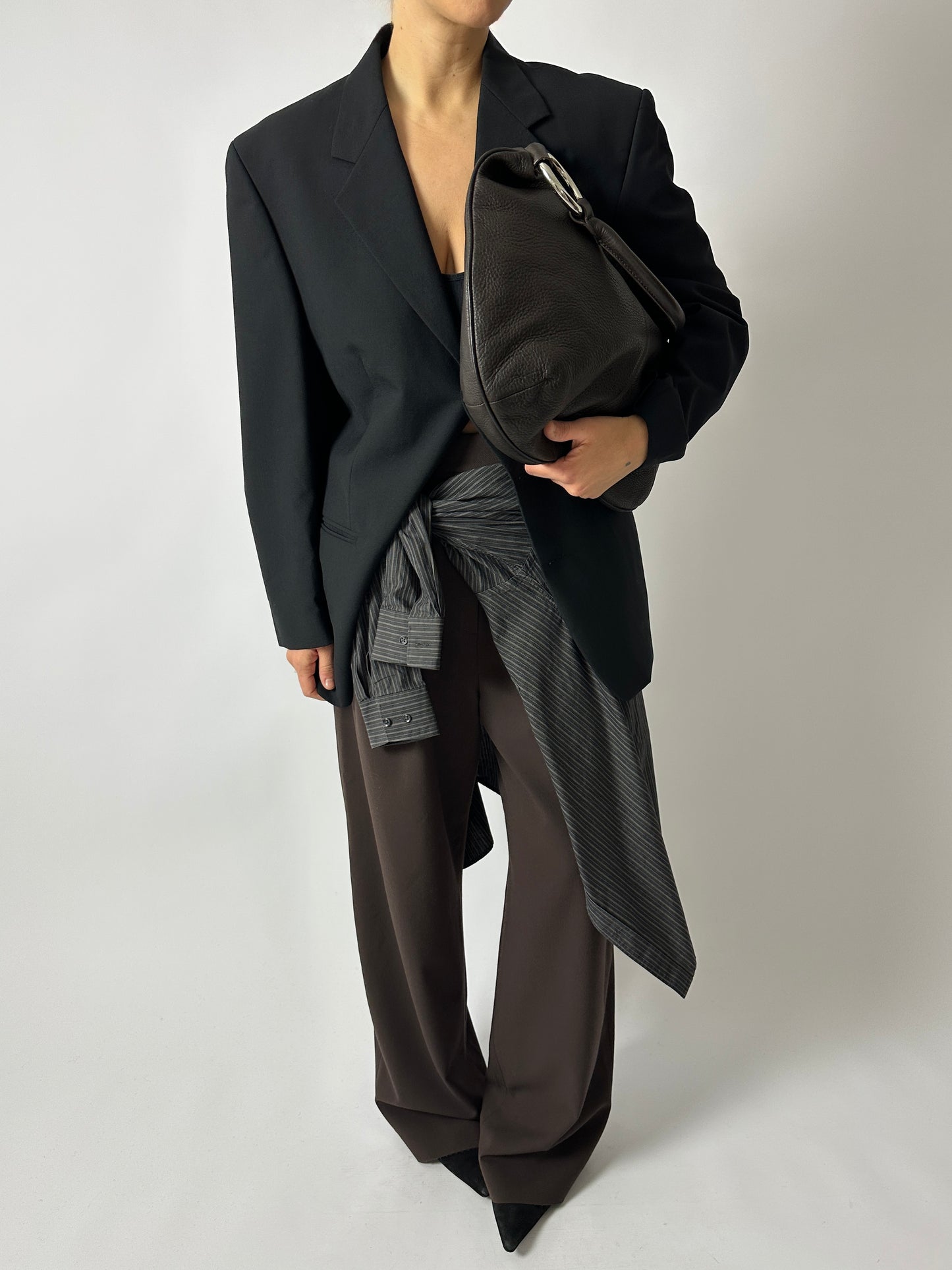 Relaxed striped shirt | Black / Beige