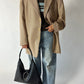 Leather triangle tote bag | Black