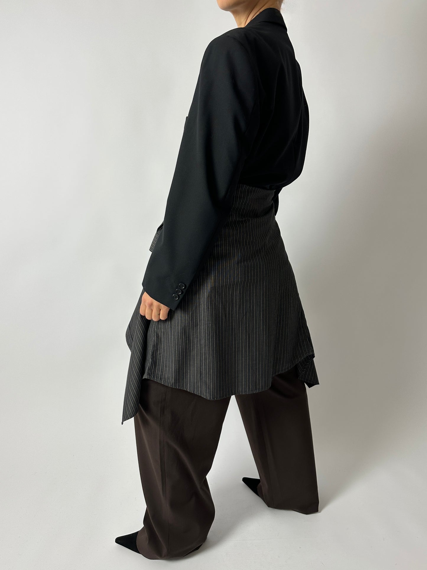 Relaxed striped shirt | Black / Beige