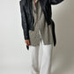Oversized striped shirt | Grey / white