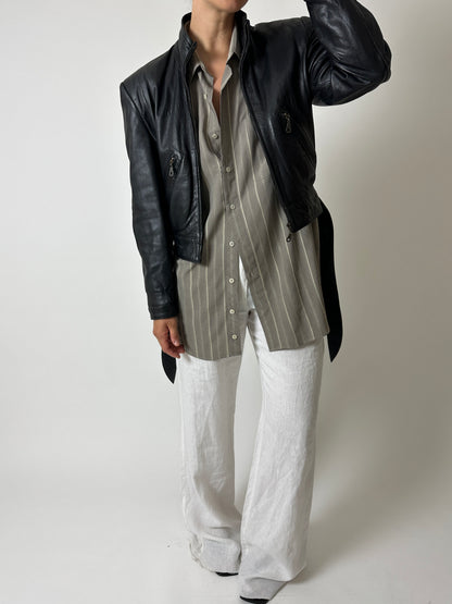 Oversized striped shirt | Grey / white