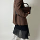 Stand up collar blazer | Terra brown