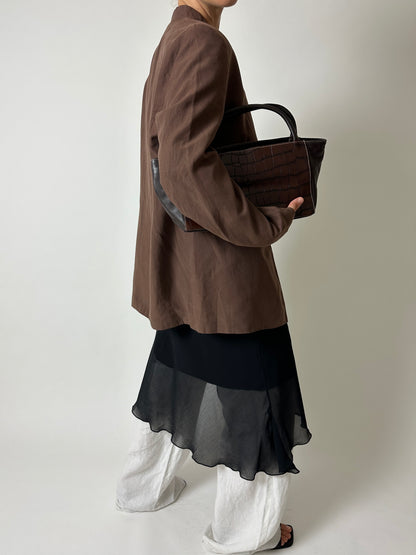 Stand up collar blazer | Terra brown