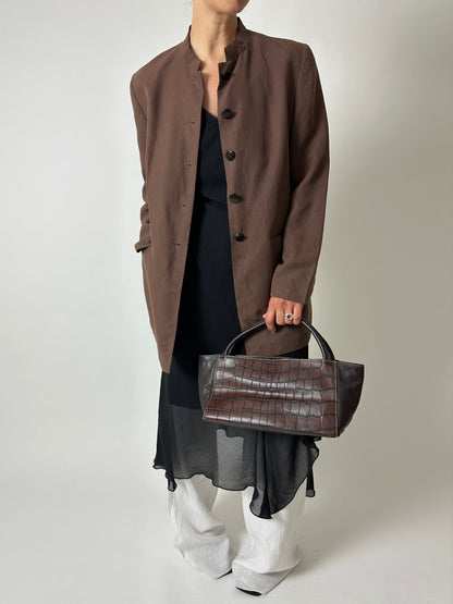 Stand up collar blazer | Terra brown