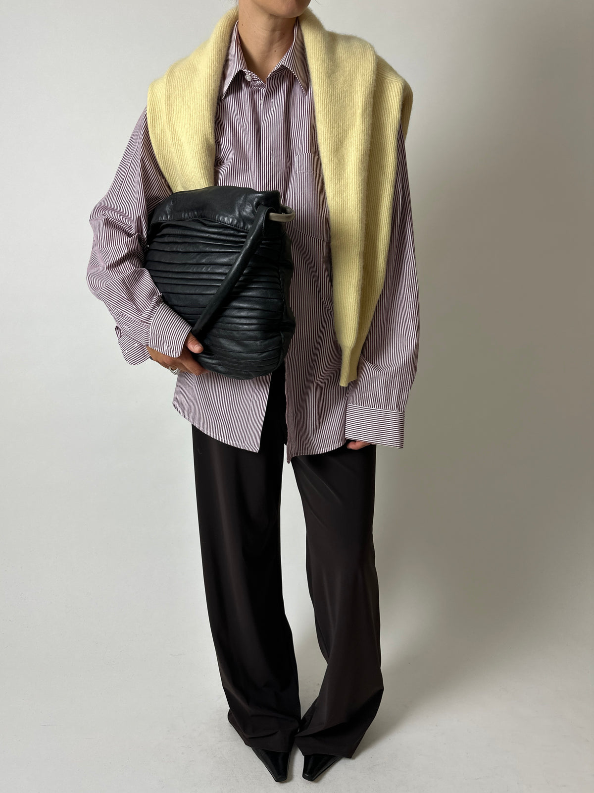 Relaxed fit striped shirt | White / Bordeaux