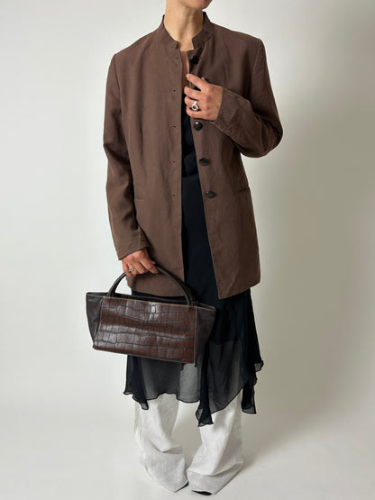 Leather hand bag | Black / brown