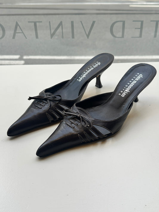 Leather mules | Dark brown