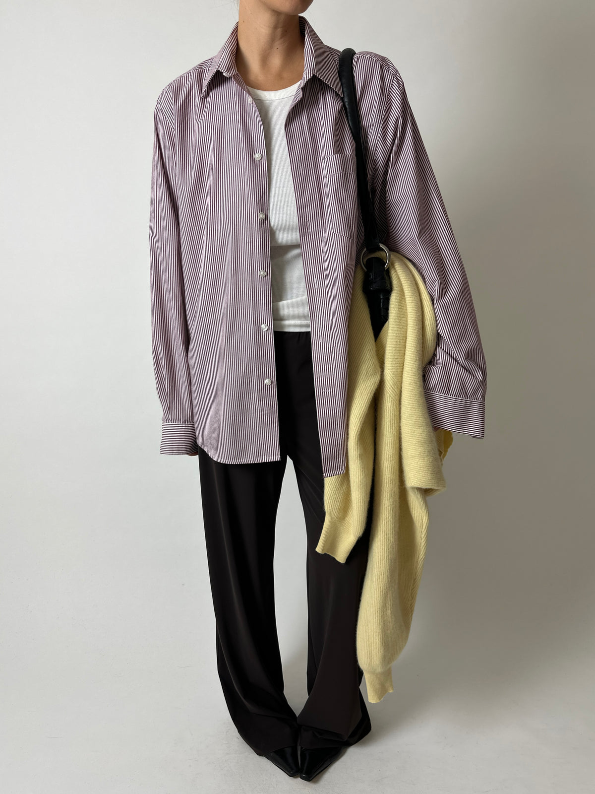 Relaxed fit striped shirt | White / Bordeaux