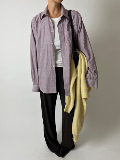 Relaxed fit striped shirt | White / Bordeaux
