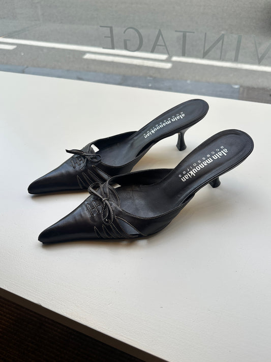 Leather mules | Dark brown