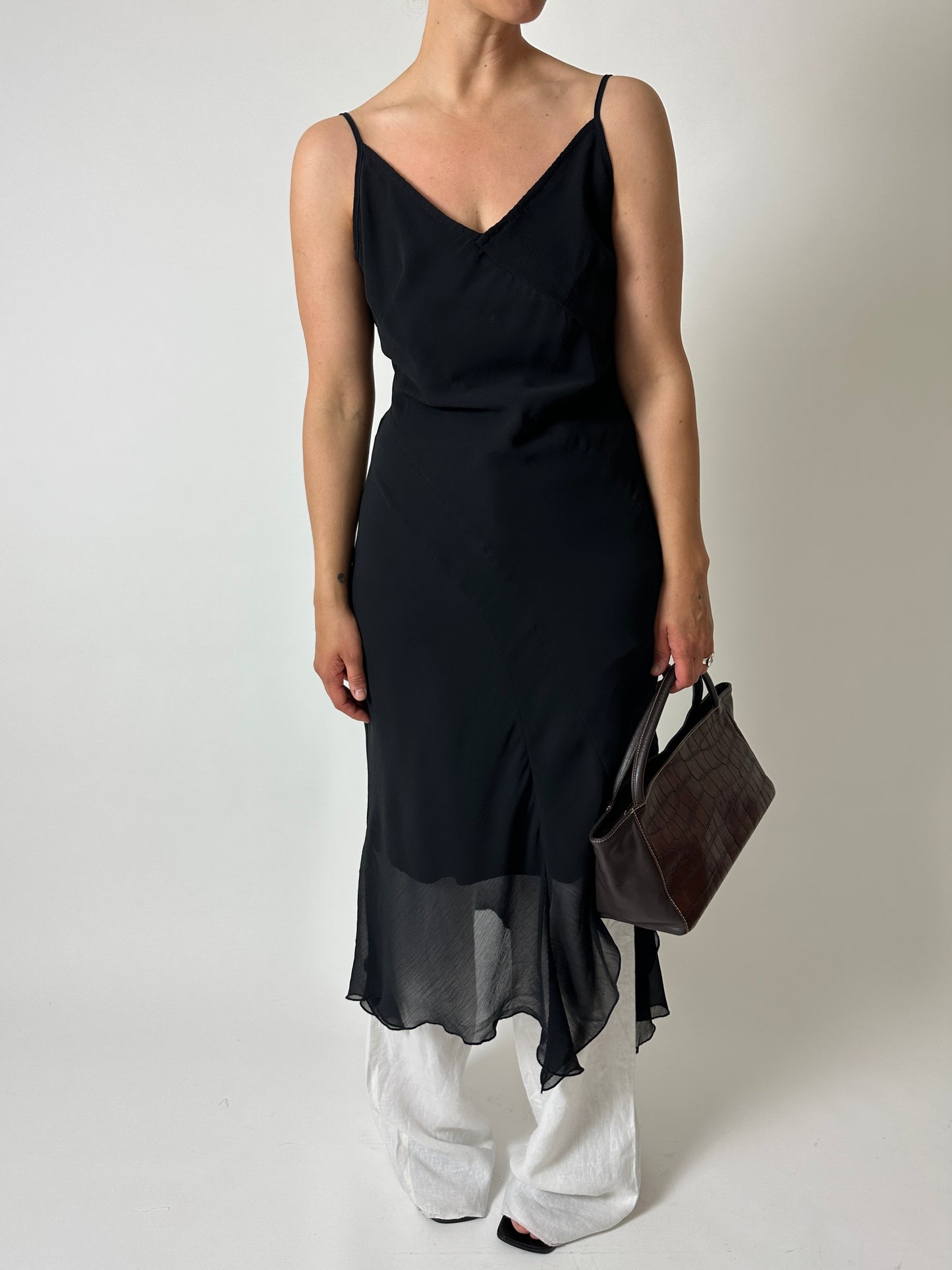 Sheer strap dress | Black