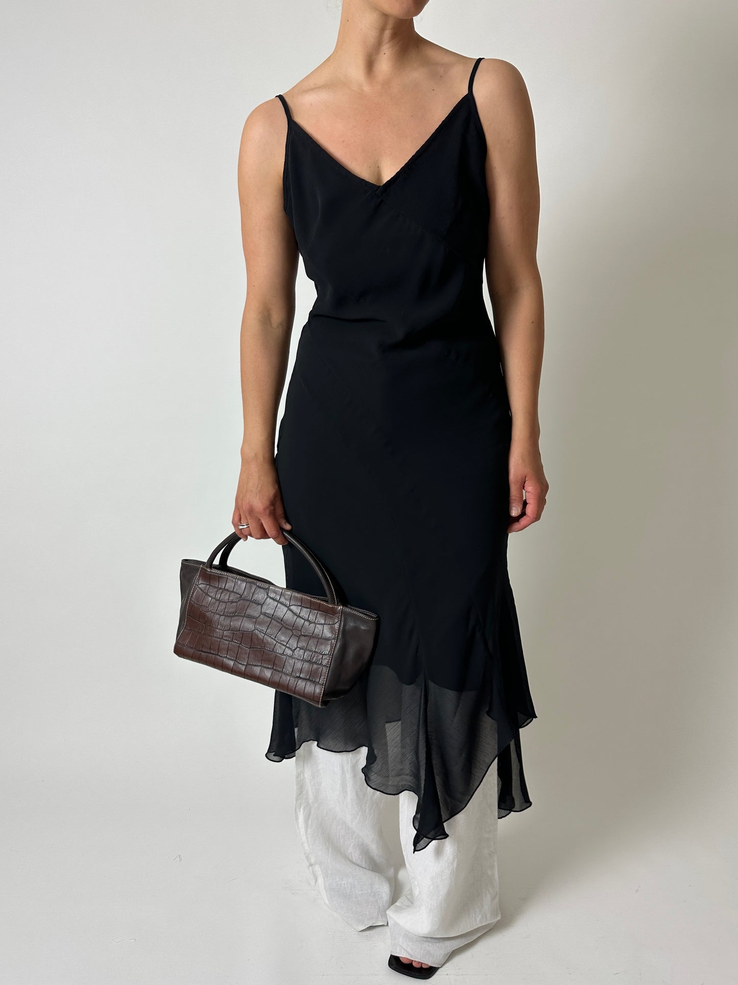 Sheer strap dress | Black