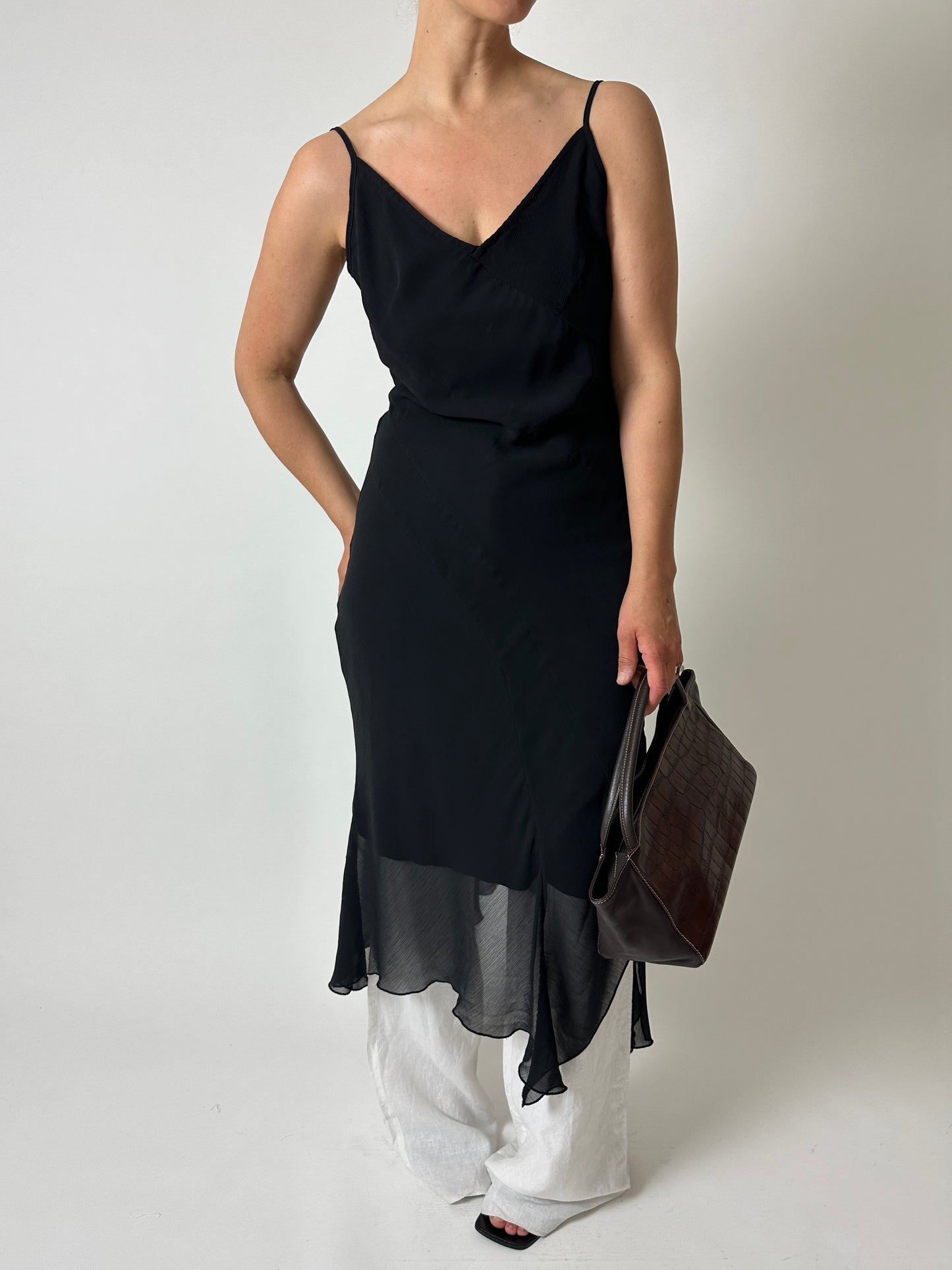 Sheer strap dress | Black