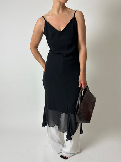 Sheer strap dress | Black