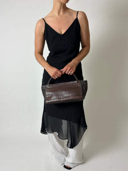 Leather hand bag | Black / brown