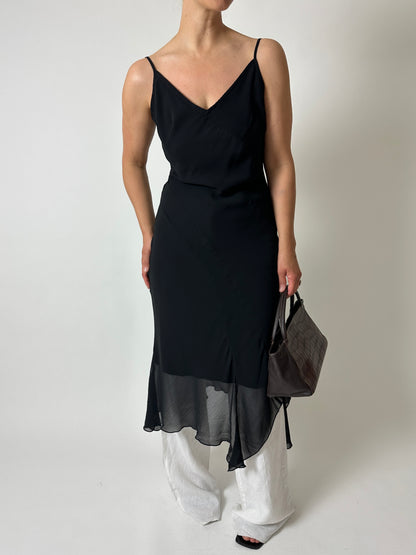 Sheer strap dress | Black