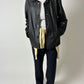 Leather faded jacket | Black