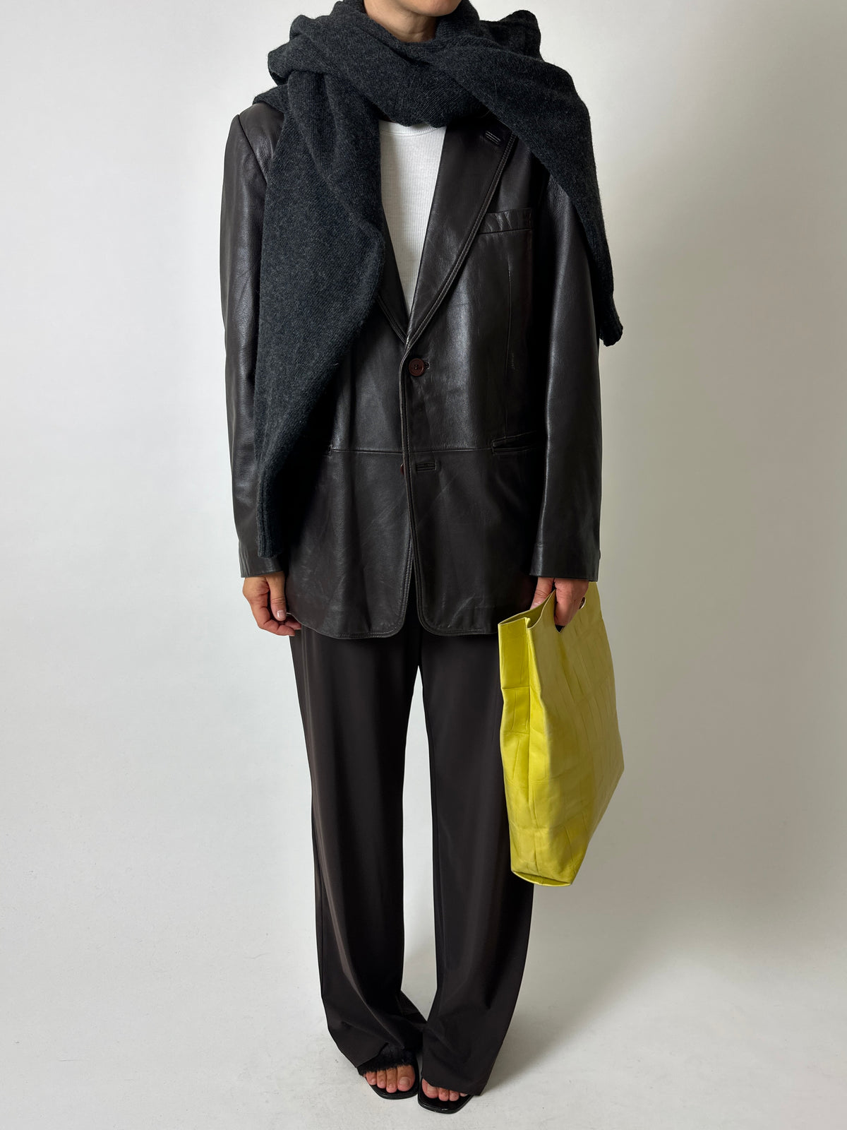 Vintage Balmain leather blazer | Dark brown