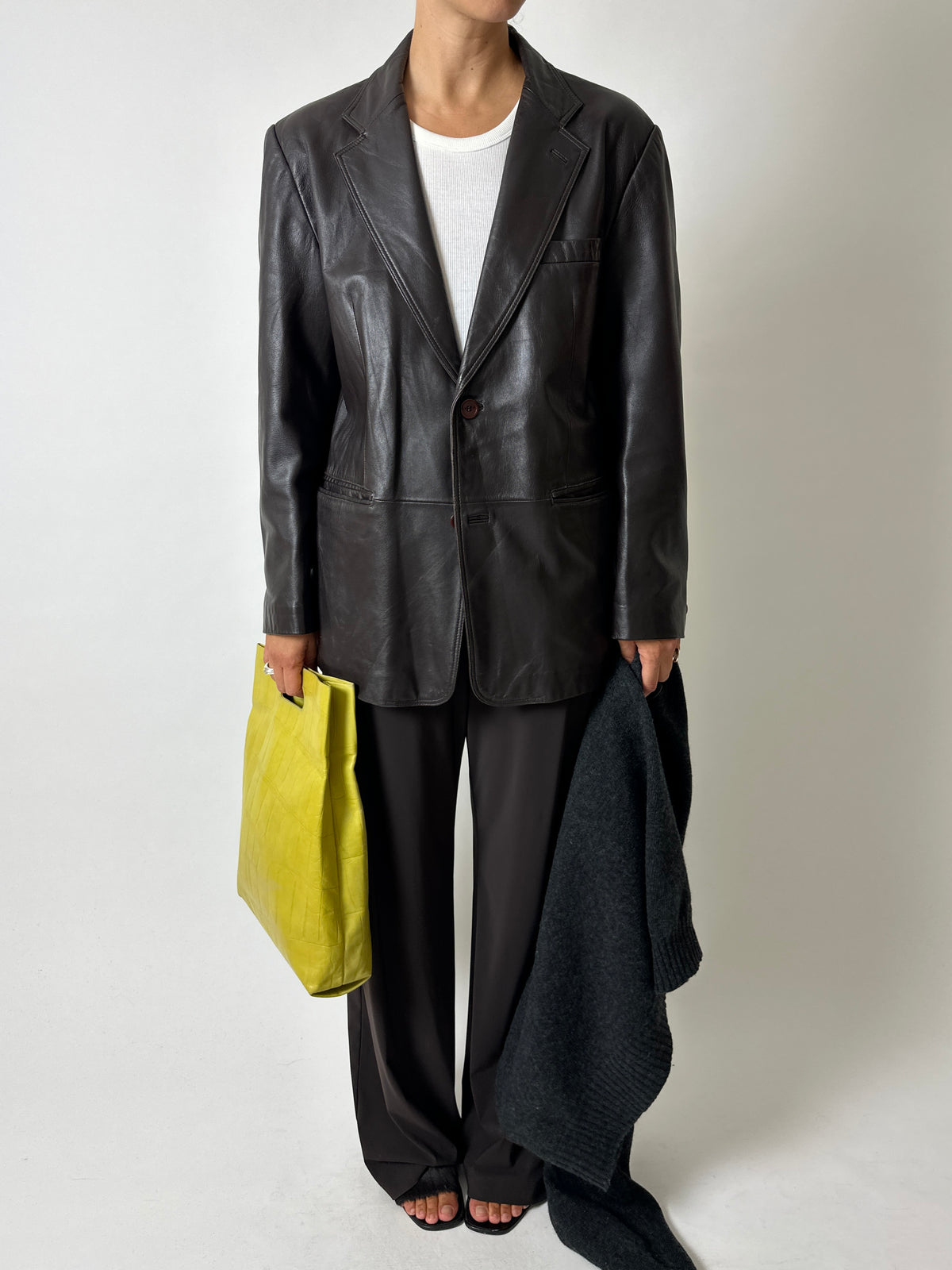Vintage Balmain leather blazer | Dark brown