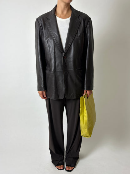 Vintage Balmain leather blazer | Dark brown