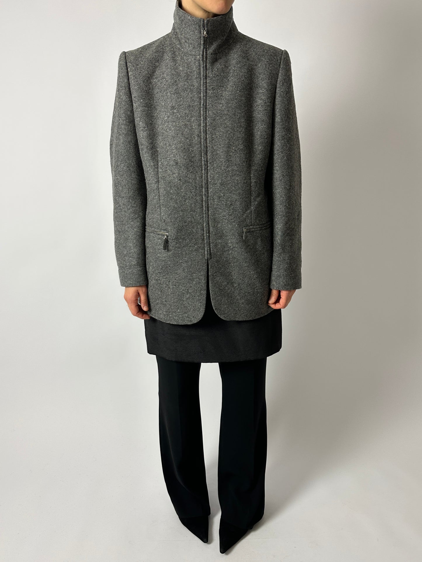 Wool zip coat | Grey