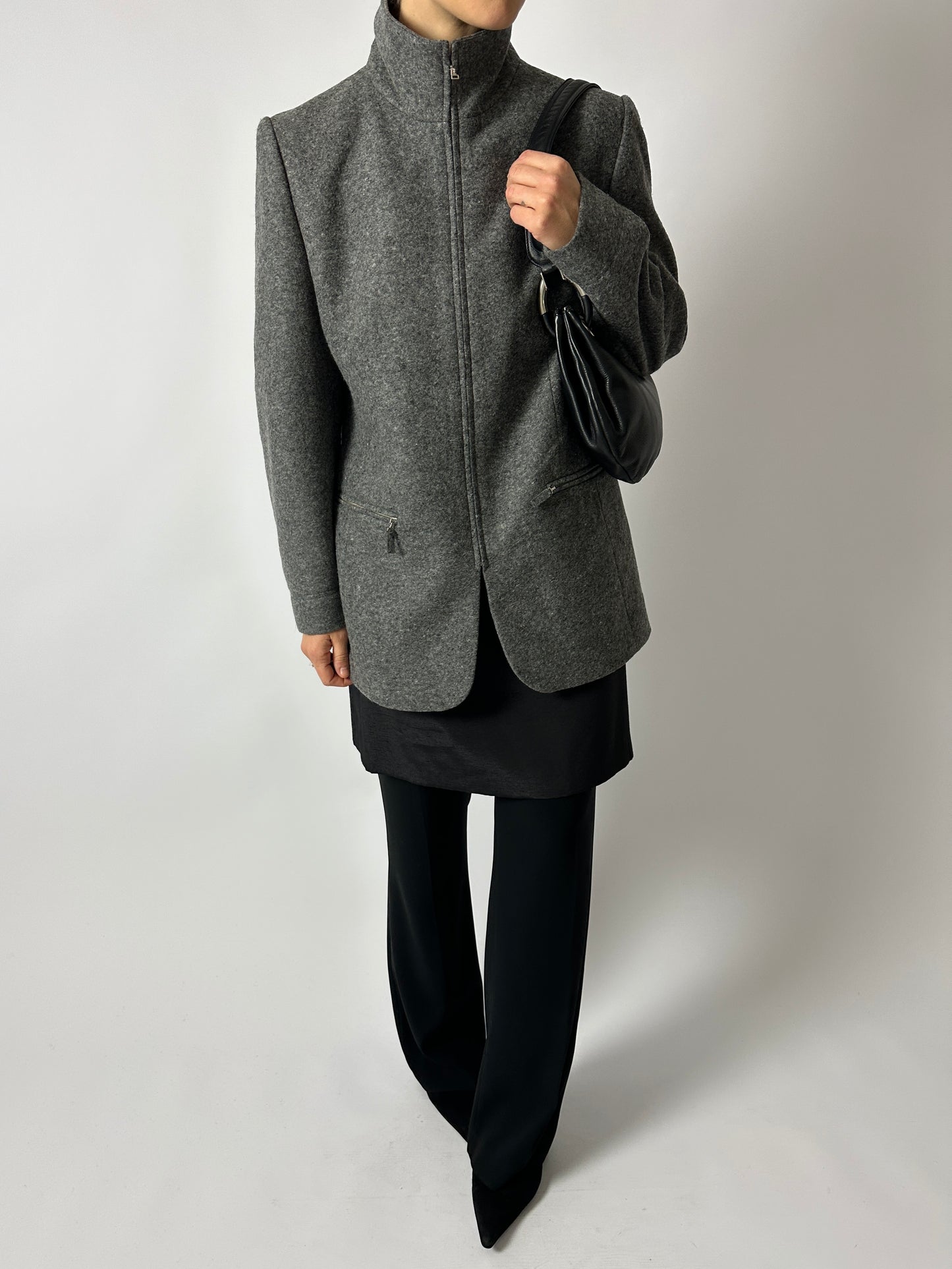 Wool zip coat | Grey