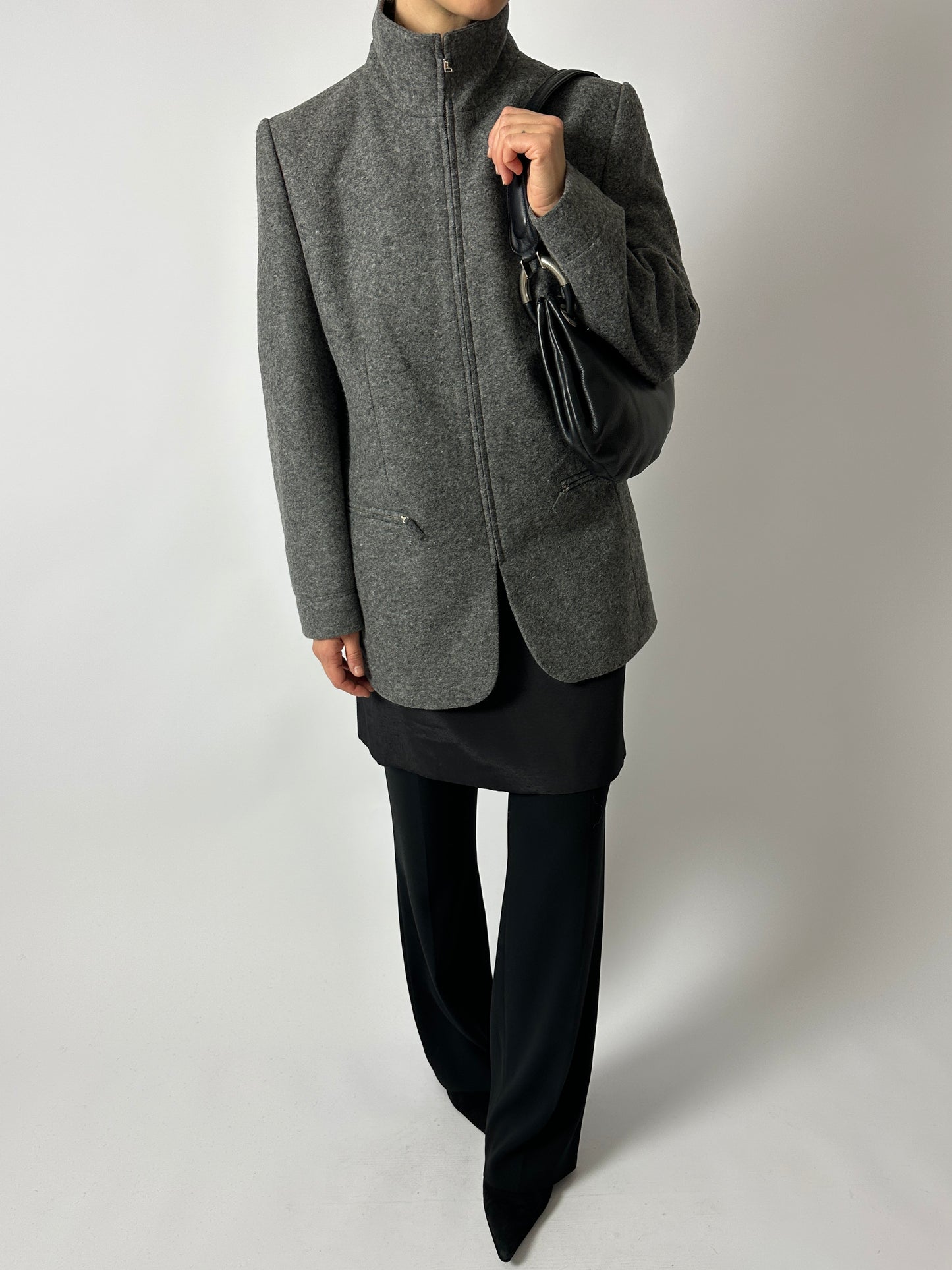 Wool zip coat | Grey