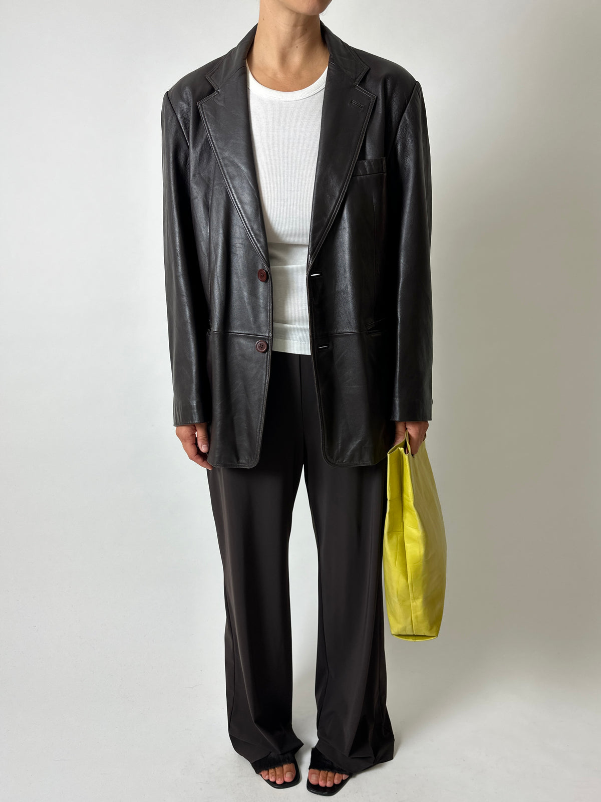 Vintage Balmain leather blazer | Dark brown