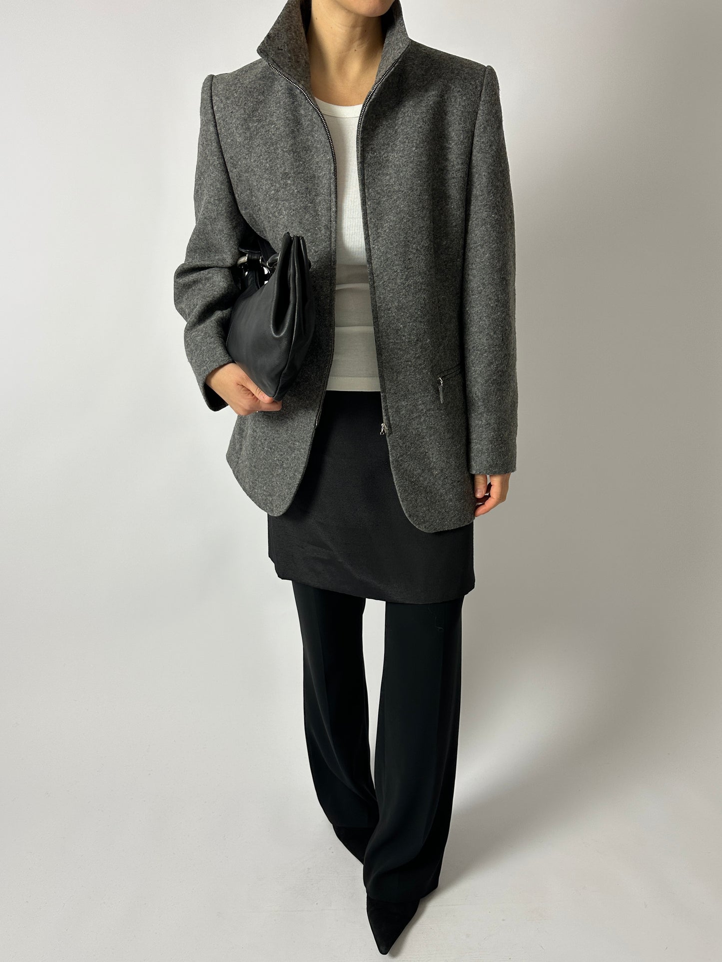 Wool zip coat | Grey